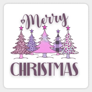 Merry Christmas pink plaid tree Magnet